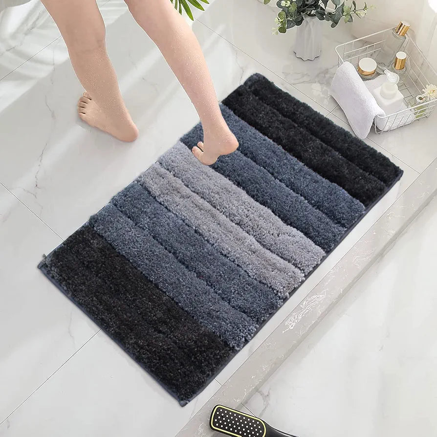 Luxe Home International Microfiber Rectangular Bath mat Soft Anti Slip Skid Luxury Mats 40X60 Cm  Colour Shadow (Pack of 2)