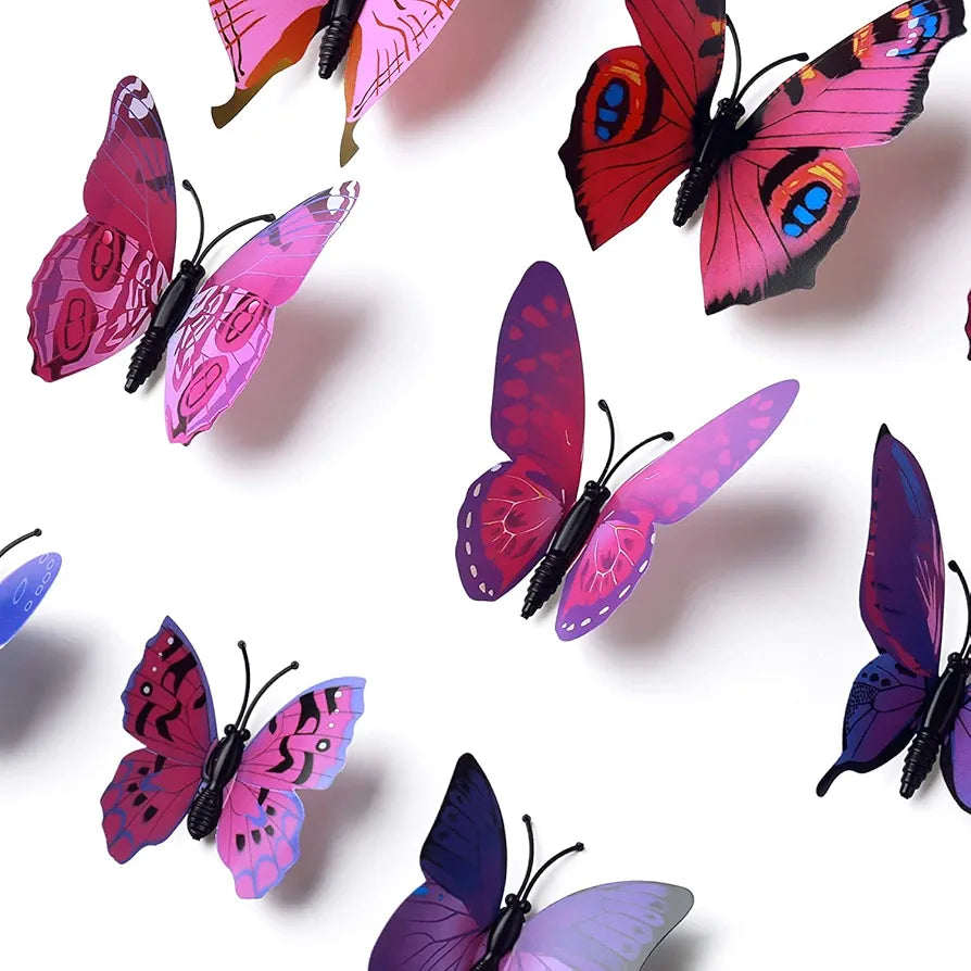 Jaamso Royals 3d Butterfly Stickers for Wall Decoration Items Purple