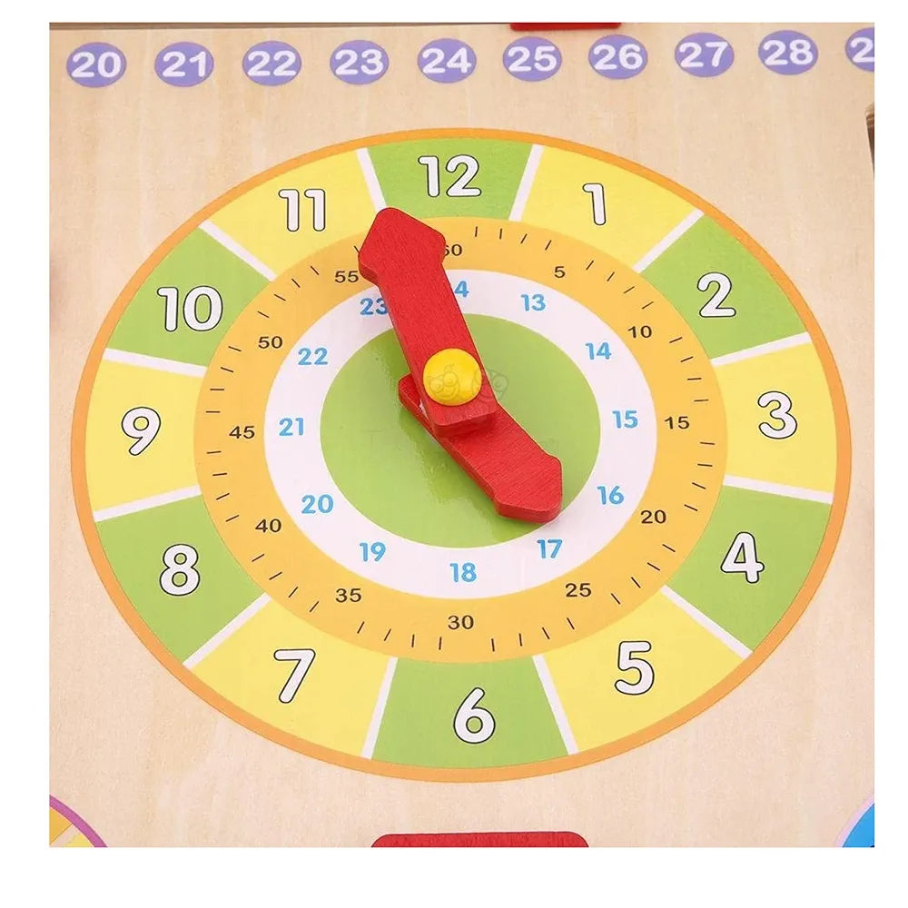 Trinkets & More Wooden Calendar Clock with Slider Board Game, Kids 3+ Years