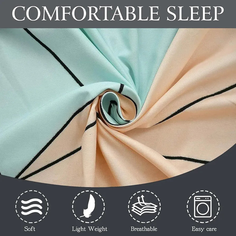 Fresh From Loom King Size Microfiber Bedsheet Set Printed with 2 Pillow Covers 144 TC Beige Green