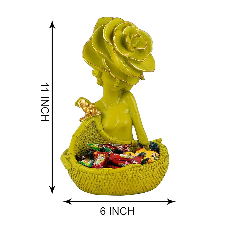 Zart Lady with Basket Showpiece for Home Decor Showpiece & Office Decor Showpiece