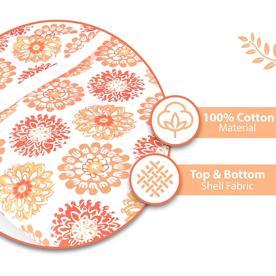 Divine Casa Floret 100% Cotton Double Dohar 120 GSM Soft & Lightweight Throw Blanket Colour Red Orange