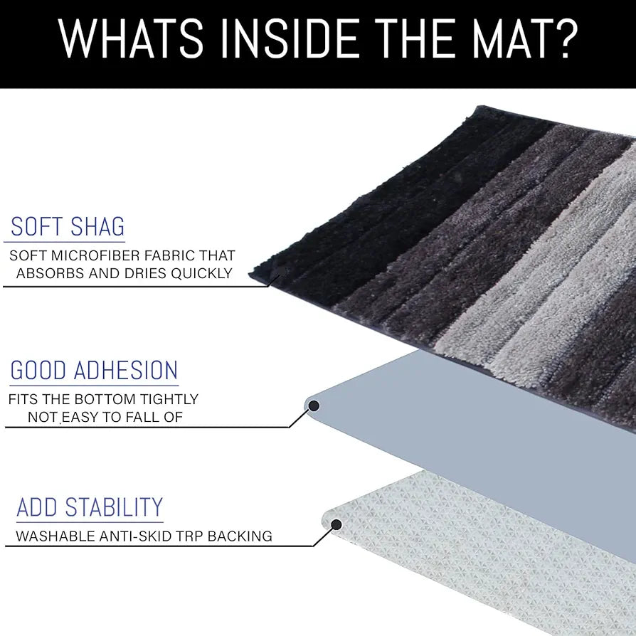 Luxe Home International Microfiber Rectangular Bath mat Soft Anti Slip Skid Luxury Mats 40X60 Cm Colour Anthra (Pack of 2)