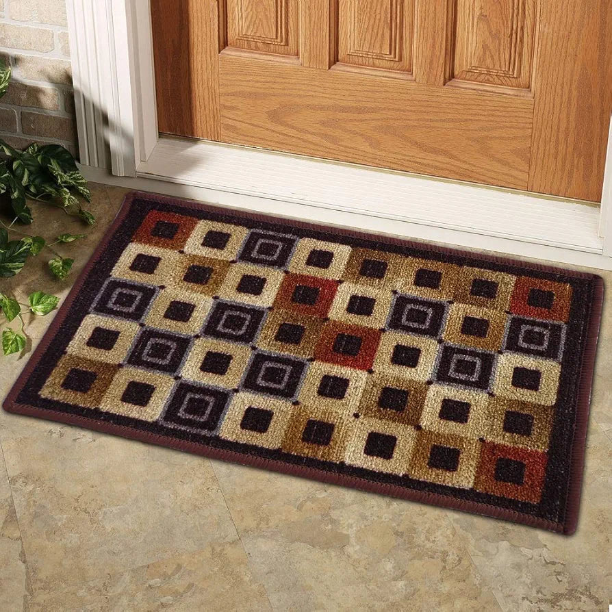 Status Contract Nylon Anti Slip Floor Door Mat in Home Kitchen Office Entrance Mats  Rectangular Colour Brown