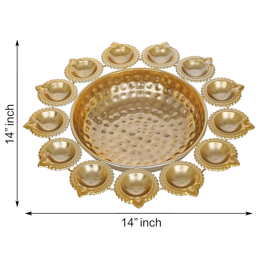 Webelkart Diya Shape Flower Decorative Urli Bowl Gold