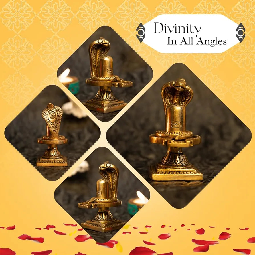 Ekhasa Pure Brass Shivling for Home Puja Siva Linga for Pooja Golden Shivling