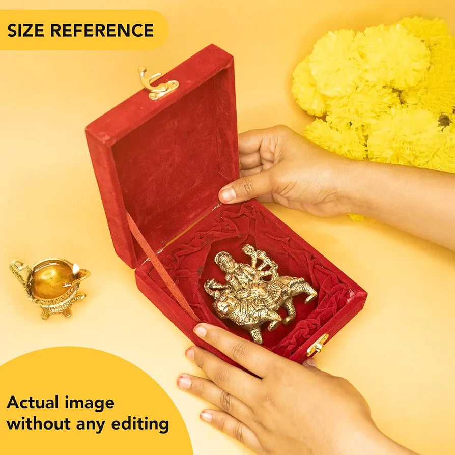 Ekhasa Pure Brass Durga Maa Murti in Luxury Red Velvet Gift Box God Idols