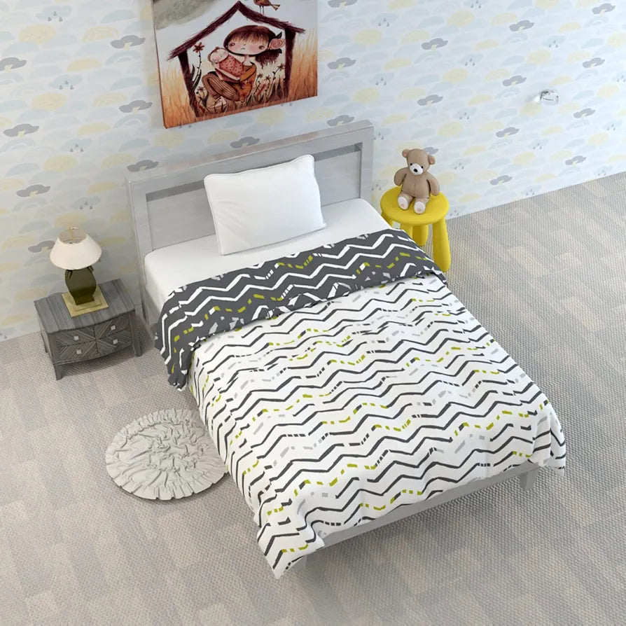 Divine Casa 120 GSM Microfiber Reversible Kids Single Bed Comforter Ultra-Soft Toddler Blanket Colour Slate