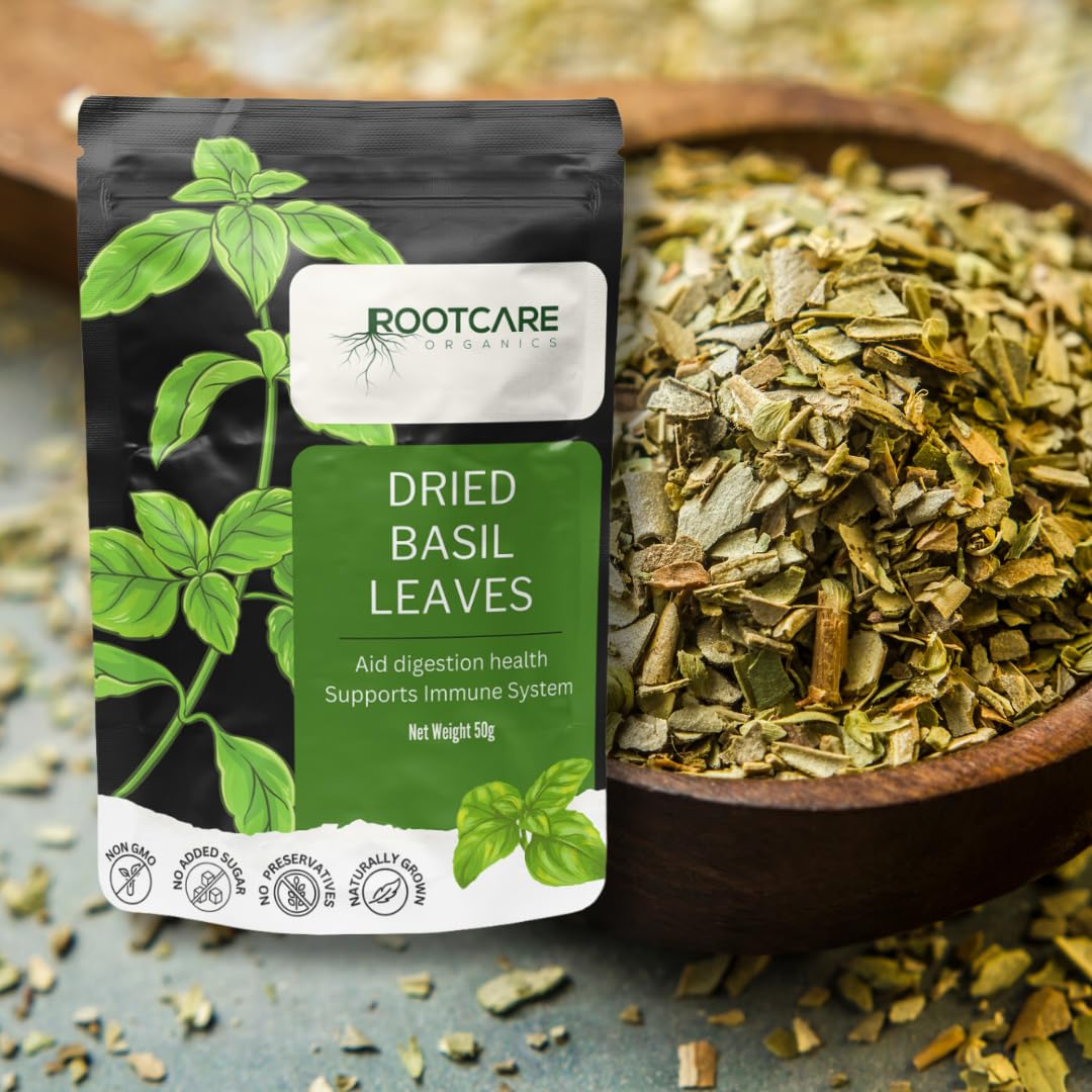Rootcare Organics Dried Basil Leaves - 50 gms