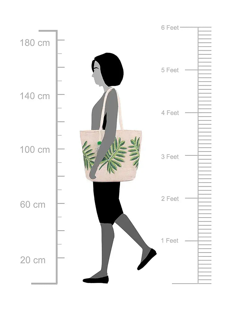 Astrid Women's Embroidered Leaf Tote Bag