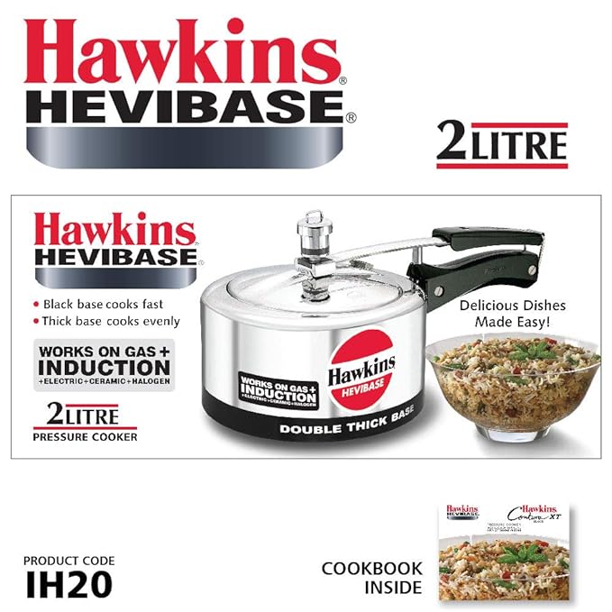 Hawkins 2 Litre Hevibase Pressure Cooker Induction Inner Lid Cooker Silver