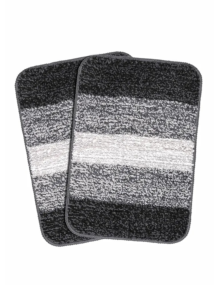 Status Contract Anti Slip Microfiber Mat for Bathroom Colour Black (Pack of 2)