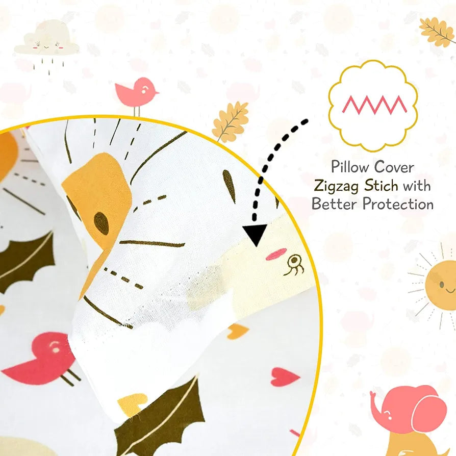 Divine Casa 144 TC 100% Cotton Single Bedsheet with 1 Pillow CoverAbstract Pattern Colour Marlin White