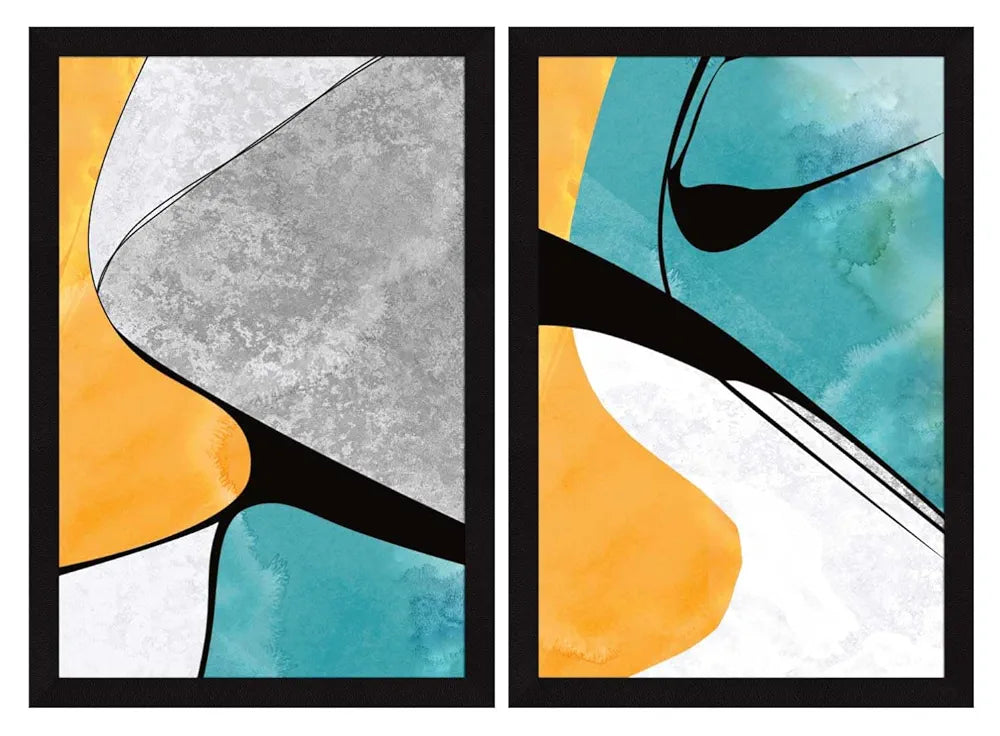 ArtX Paper Scenery Aesthetic Wall Decor Paintings with Frame Set Of 2