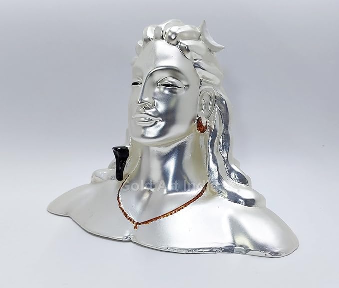 Gold Art India Silver Plated Adiyogi Shiva Statue Mahadev Murti Colour Silver Matte