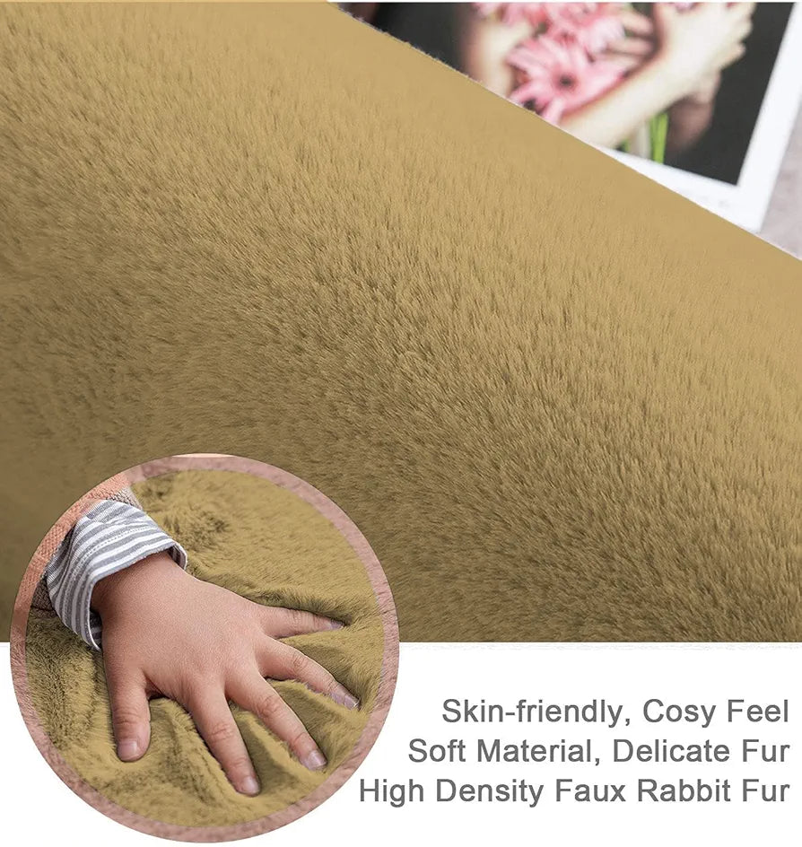 Luxe Home International Rectangular Bath mat Super Soft Anti Skid Rabbit Fur Mats 40X60 Cm Colour Cream Mocka