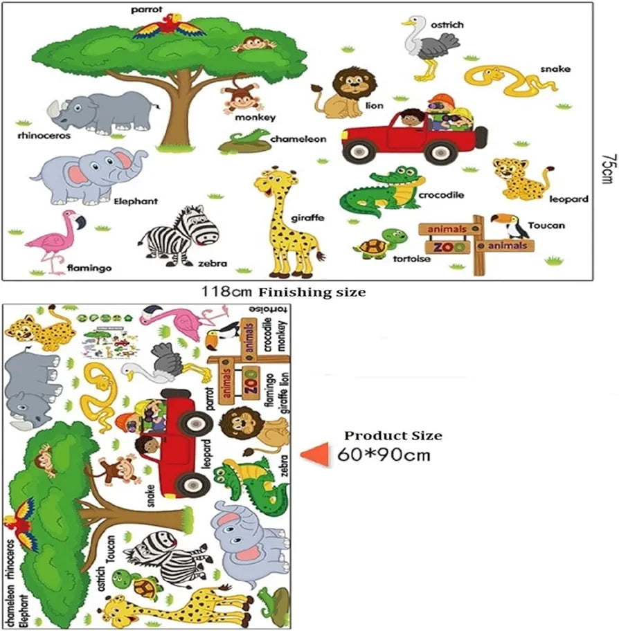 Jaamso Royals Multicolor Car Wall Stickers for Kids Room Pvc Vinyl -self-adhesive Bird And Tree Design Wallsticker