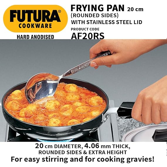 Hawkins Futura 22 cm Frying Pan Hard Anodised Fry Pan with Stainless Steel Lid