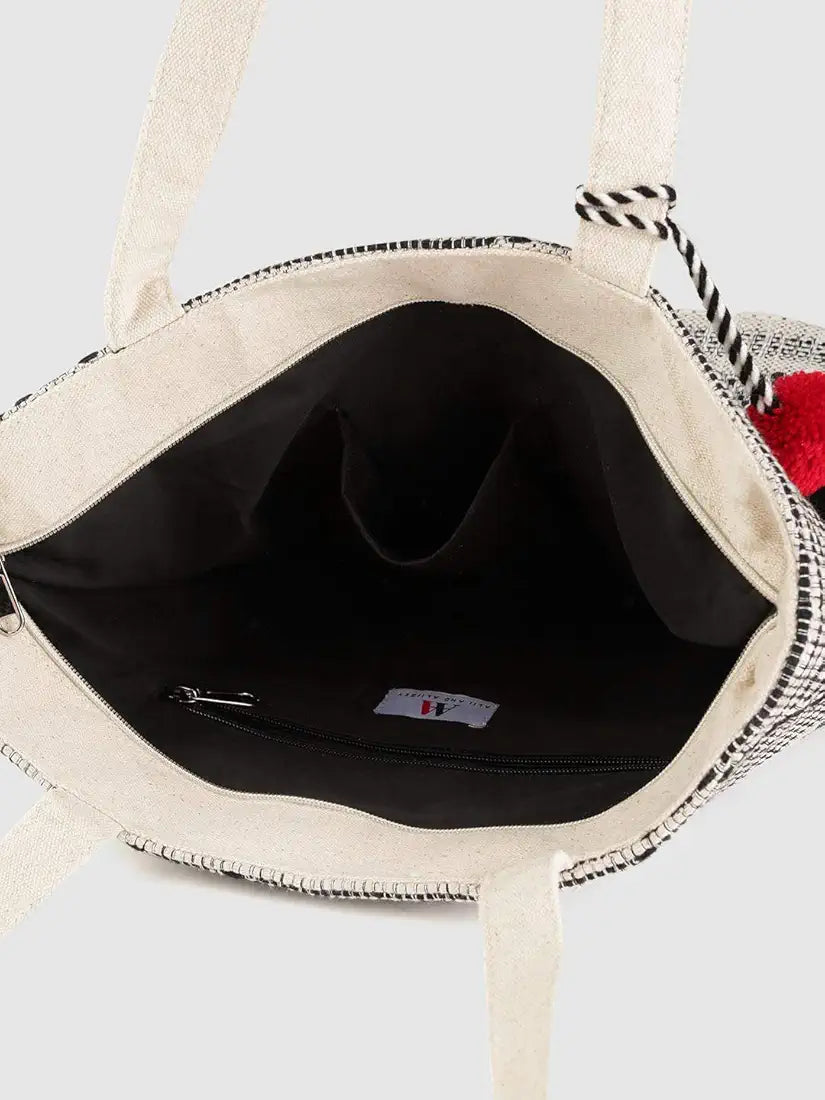 Klondon Alii And Aliizey Tote Bag For Women With Zip Bag Colour Cream Black