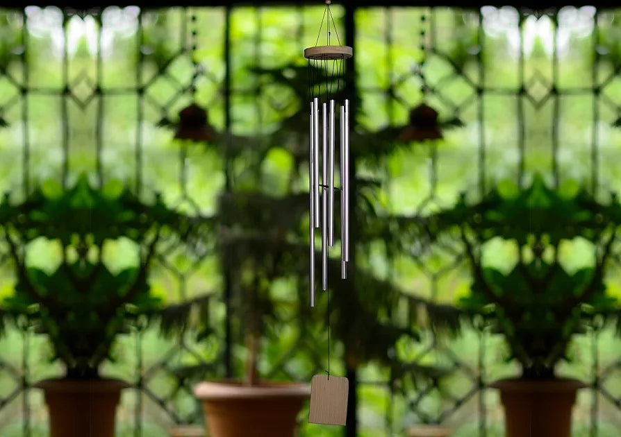 Tej Gifts Feng Shui Long Metal Wind Chime with 6 Silver Pipes