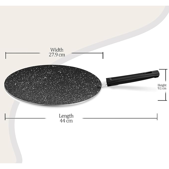 Milton Pro Cook Granito Induction Non-stick Concave Tawa, 28 Cm, Burgundy - 650 gms