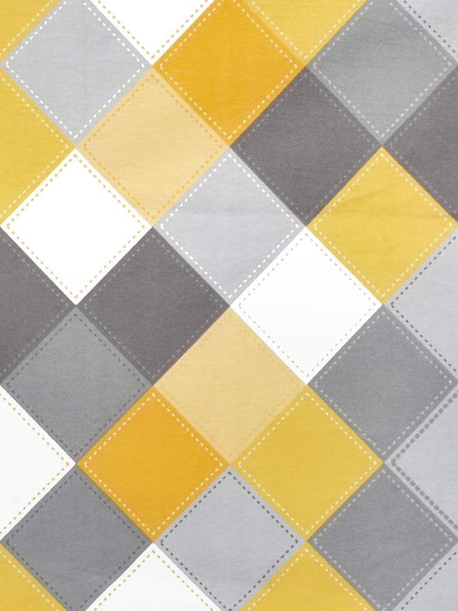 Huesland by Ahmedabad Cotton 144 Tc Cotton Double Bedsheet With 2 Pillow Covers | Yellow | Grey