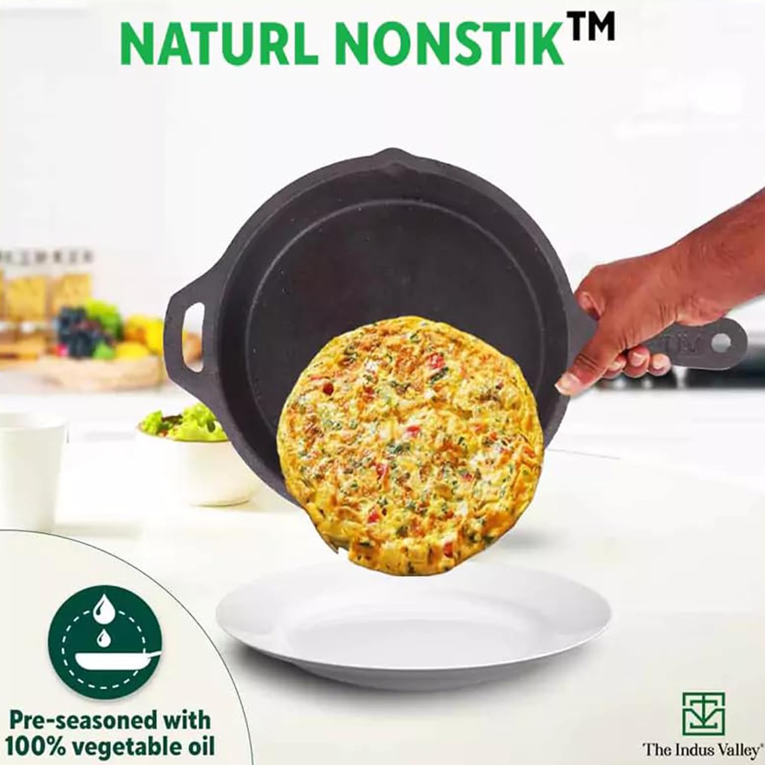 The Indus Valley Pre-Seasoned Cast Iron Fry Pan | Skillet With Silicone Grip