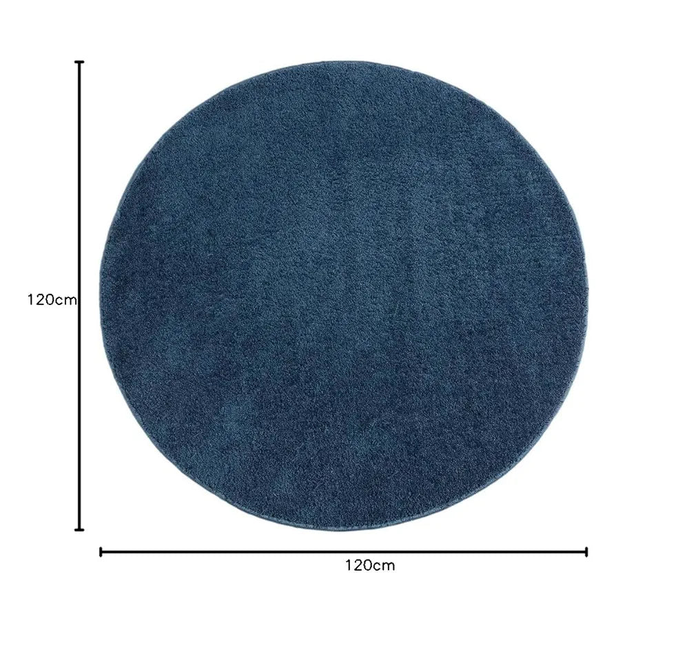 Saral Home Neon Shaggy Yarn Anti-Skid Round Mats Colour Blue