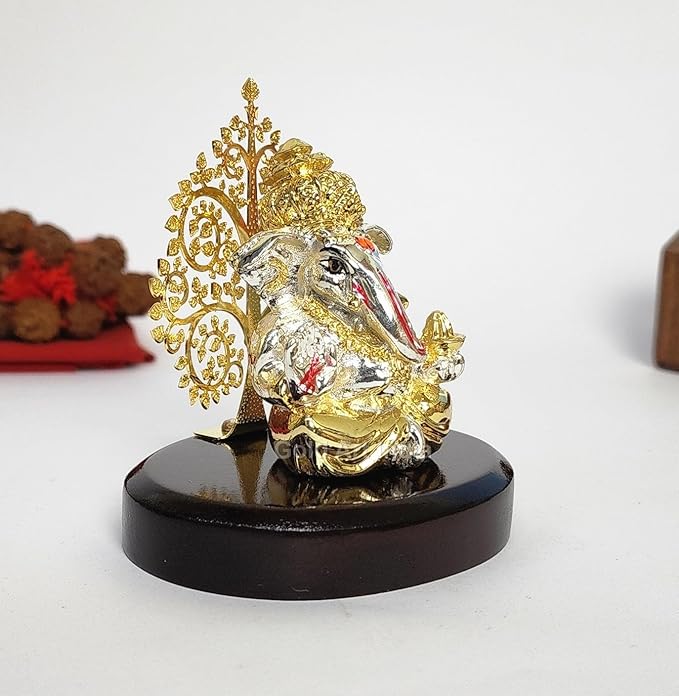 Gold Art India Lord Ganesha Idol Kalpavruksh Tree Ganesh Idol for Home Entrance Ganesh Ji