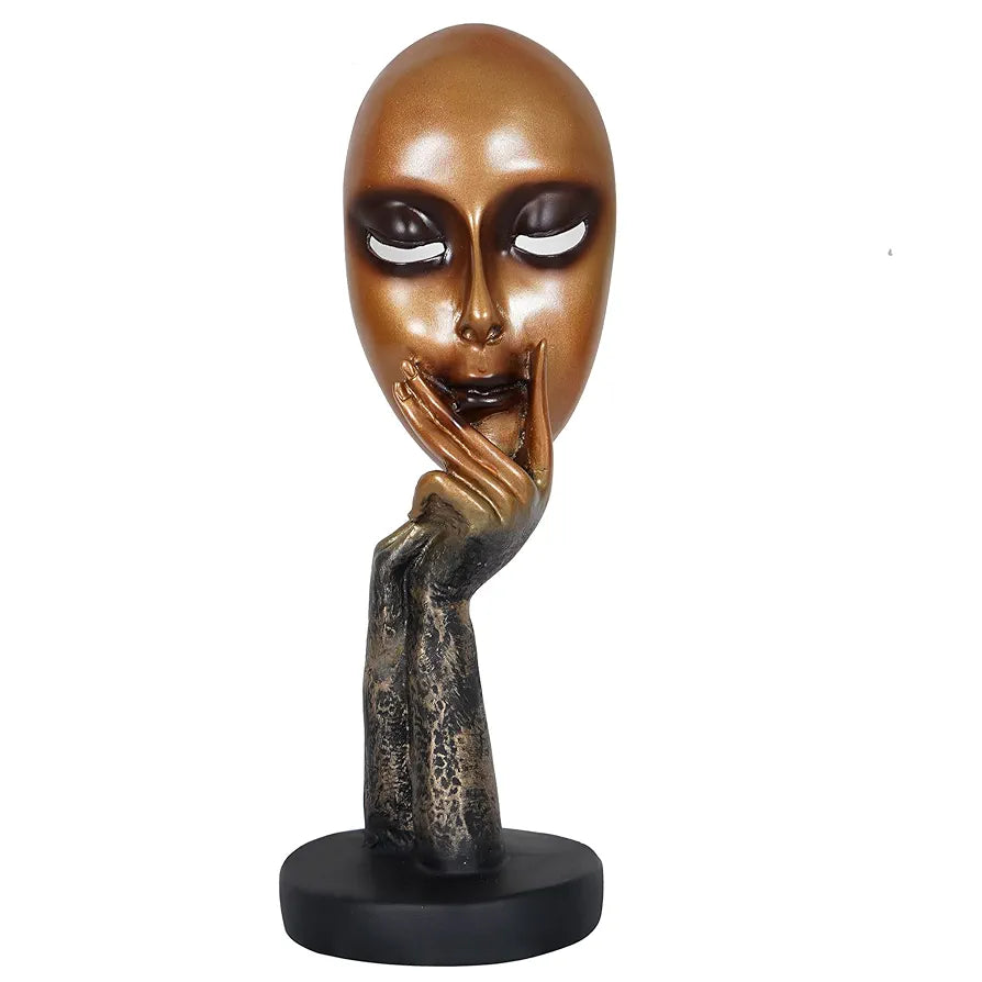 Zart Resin Human Lady Face Showpiece Medium Golden