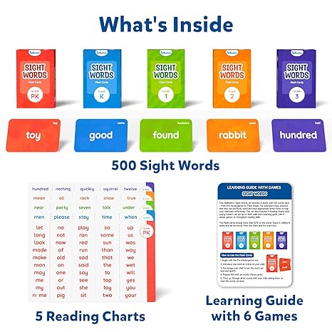 Skillmatics Flash Cards 500 Sight Words for Preschool (Pre-K) Kindergarten 6 Unique Games