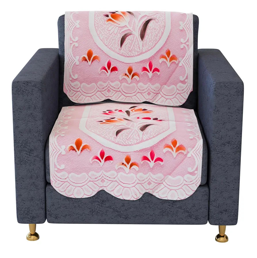 Kuber Industries 5-Seater Sofa Cover for Home Decor Printed Sofa Cover Set Pink