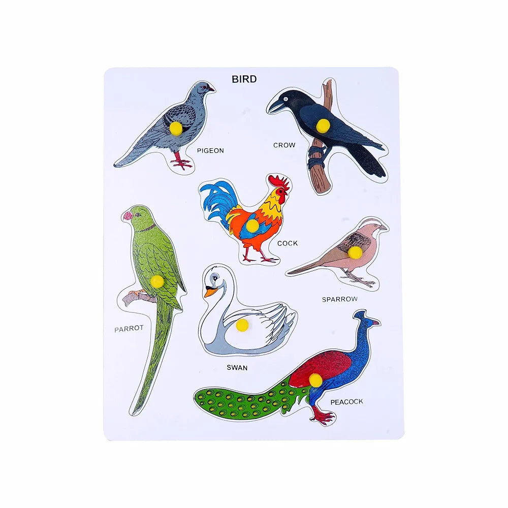 Tantrums Preschool Birds Puzzle for Learning Various Birds with Pictures and knobs| Education Puzzle Learning Aid for Kids [Multicolor ]