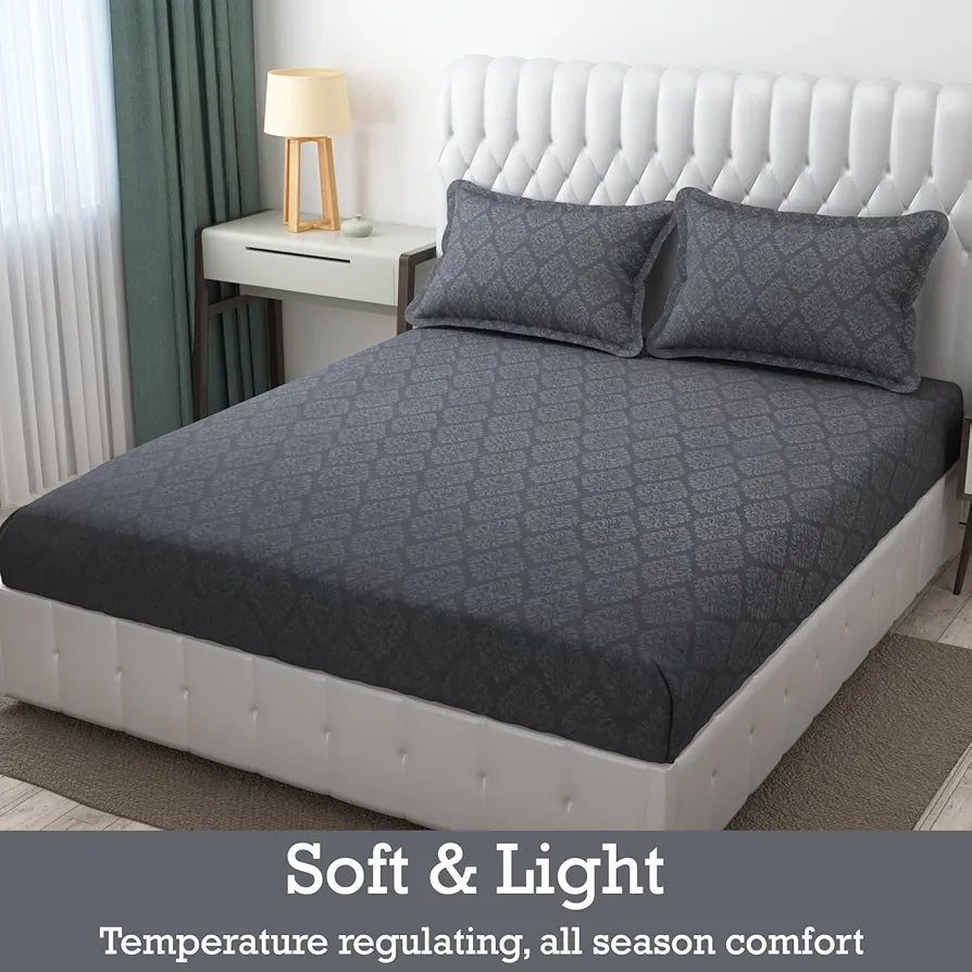 Fresh From Loom Microfiber King Size Bedsheet Hypoallergenic Bed Sheets with 2 Pillow Covers Grey Damas