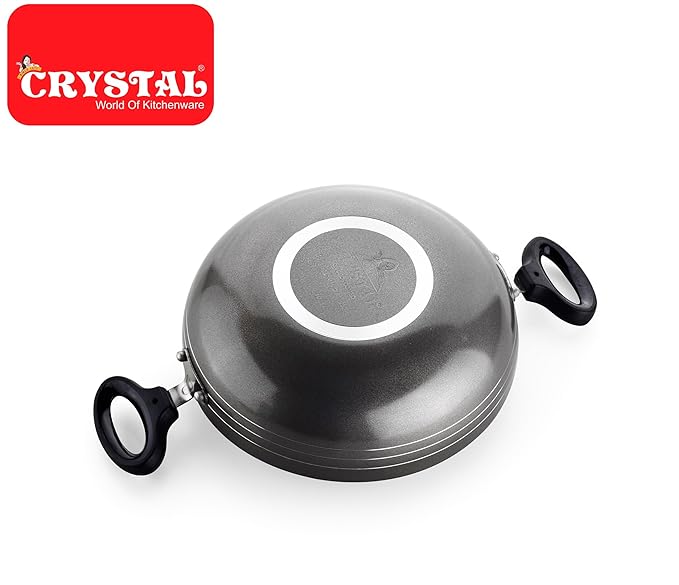 Crystal Classic Series Non-Stick Kadai with Steel Lid| 250 mm - 894 gms