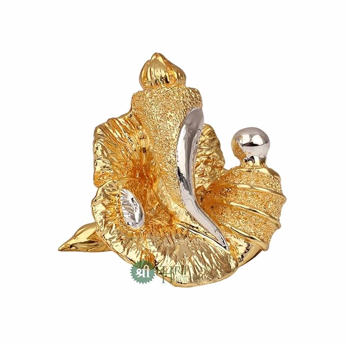 Indicast Lord Ganesha Idol Gold & Silver Plated Murti for Good Luck & Success Living Room Home and Office Decor & Gifts