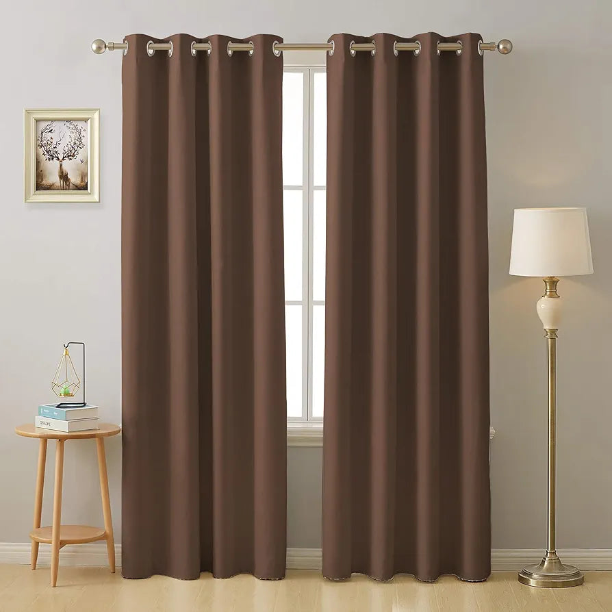 Cloth Fusion Blackout Door Curtains 7 Feet Long Set of 2 Room Darkening Blackout Parda Dark Brown