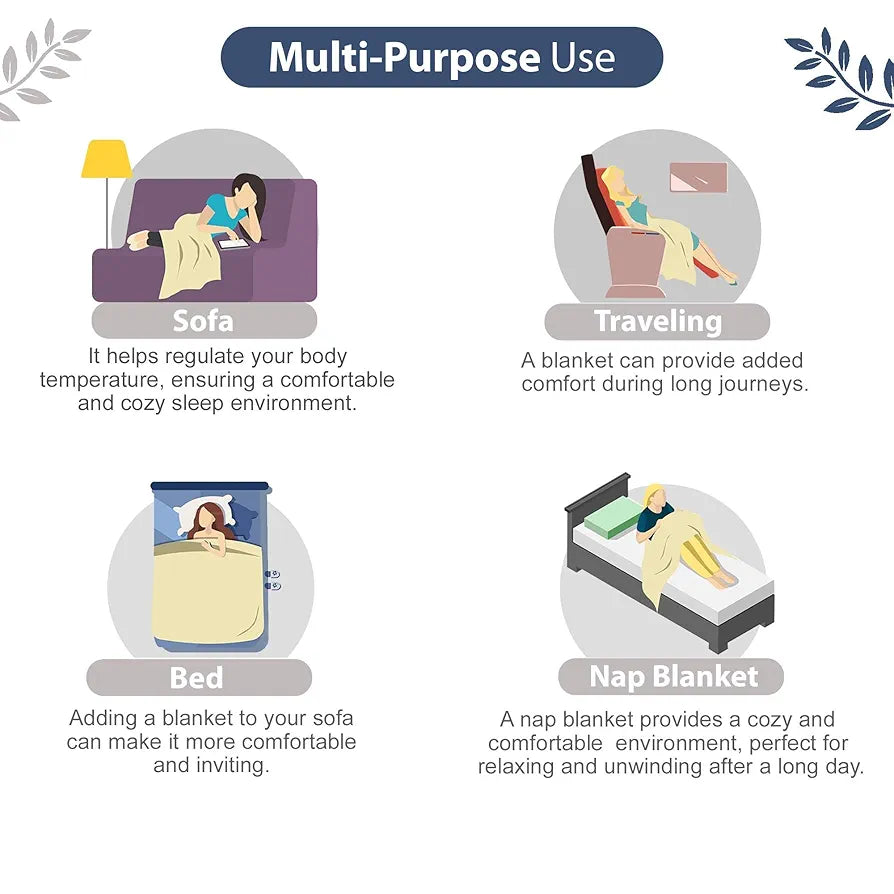 Divine Casa 100% Cotton Single Bed Dohar Ultra-Soft AC Blanket Lightweight Reversible Quilt Colour Greyish Blue