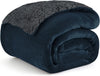 Cloth Fusion Fleece Sherpa Blanket for Winter Single Bed Soft Quilt Blanket Navy