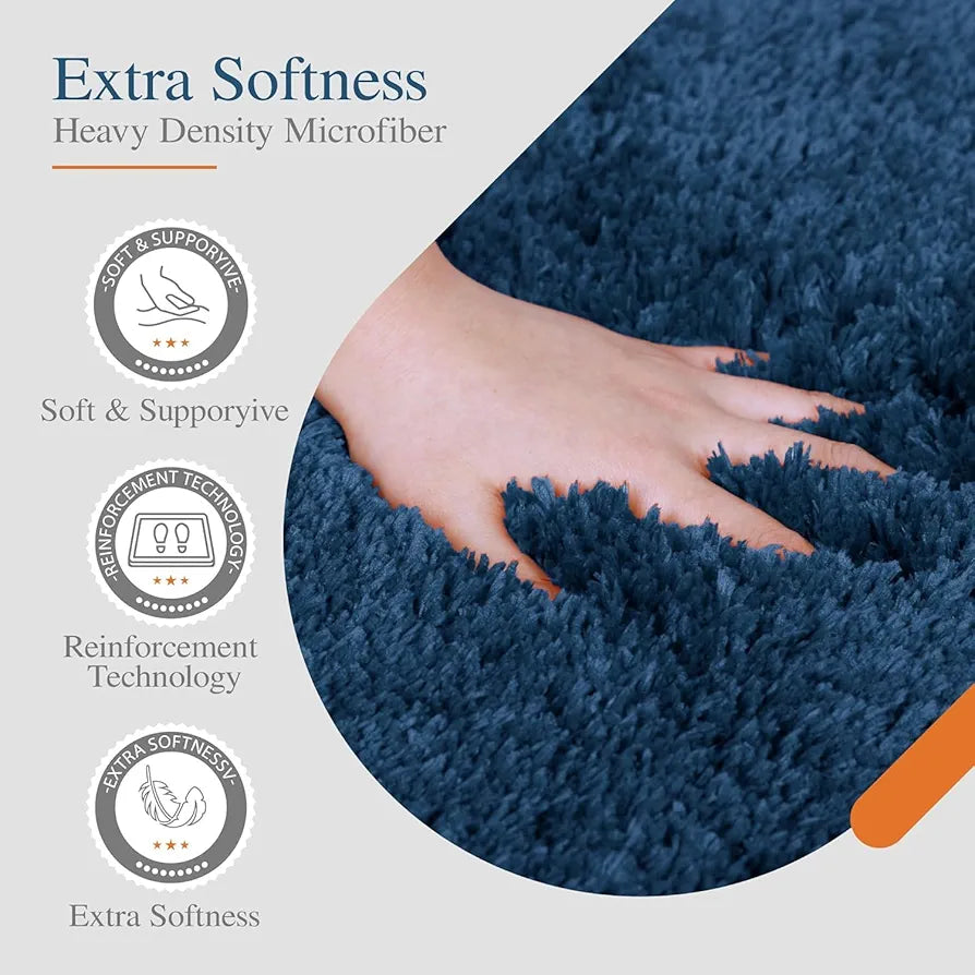 Ishro Home Premium Fuzzy Shag Carpet for Hall Rugs for Living Room, Carpets for Living Room Colour Blue