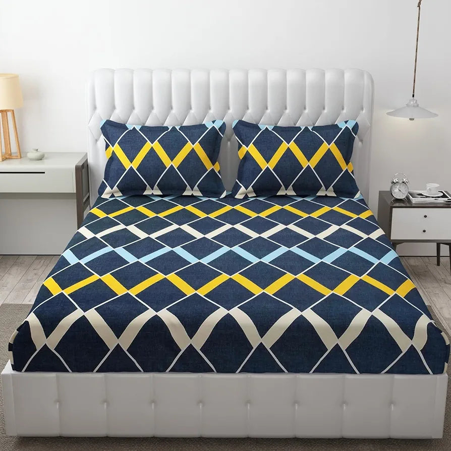 Fresh From Loom Microfiber King Size Double Printed Bedsheet Bed Sheets with 2 Pillow Covers 144 TC Slate Grey