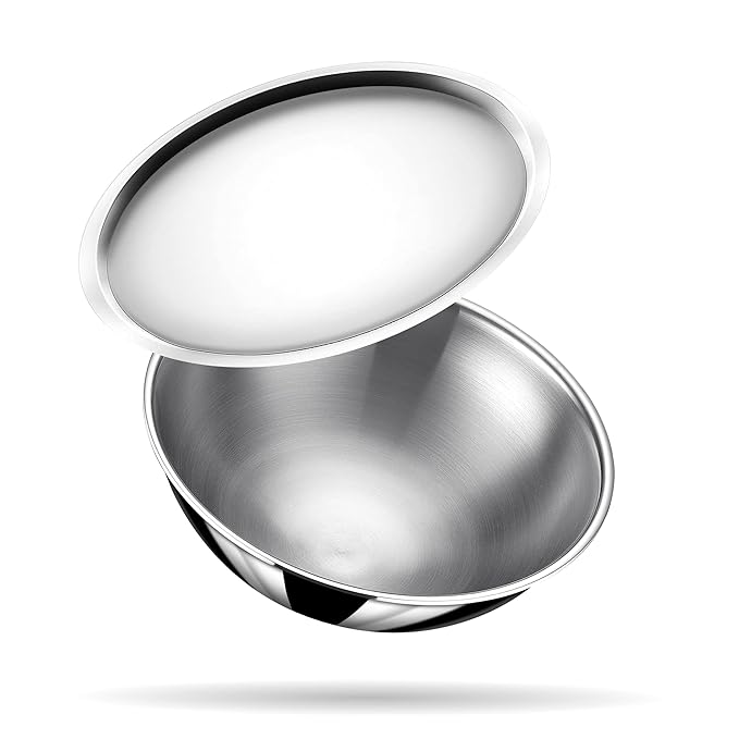 Stahl Artisan Triply Stainless Steel Tasla With Lid | Kadhai Without Handle | Induction & Gas Stove Compatible | 4.4 Litres | 28 Cm