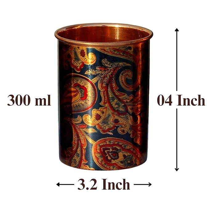 Indian Art Villa Printed Copper Glass Tumbler (Pack of 6)