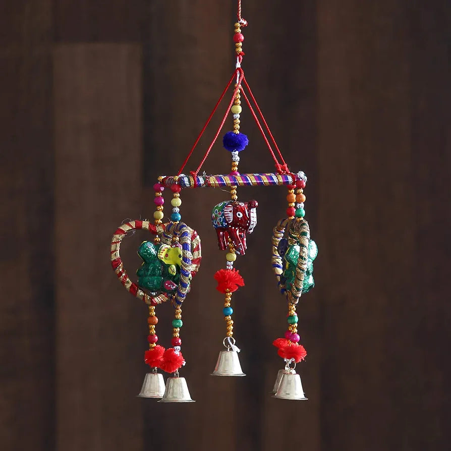 eCraftIndia Handcrafted Decorative Lord Ganesha Wall Hanging Bell STRGAN503