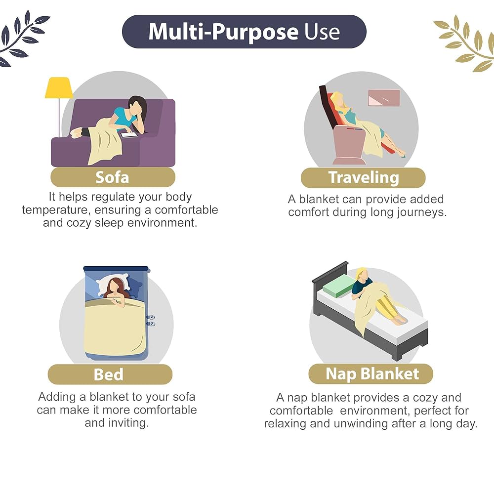 Divine Casa Reversible Single Bed AC Blanket Dohar 120 GSM Lightweight Polyester Colour Navy Blue & White