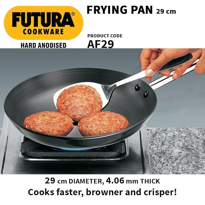 Hawkins Futura 29 cm Frying Pan Hard Anodised Fry Pan with Stainless Steel Handle