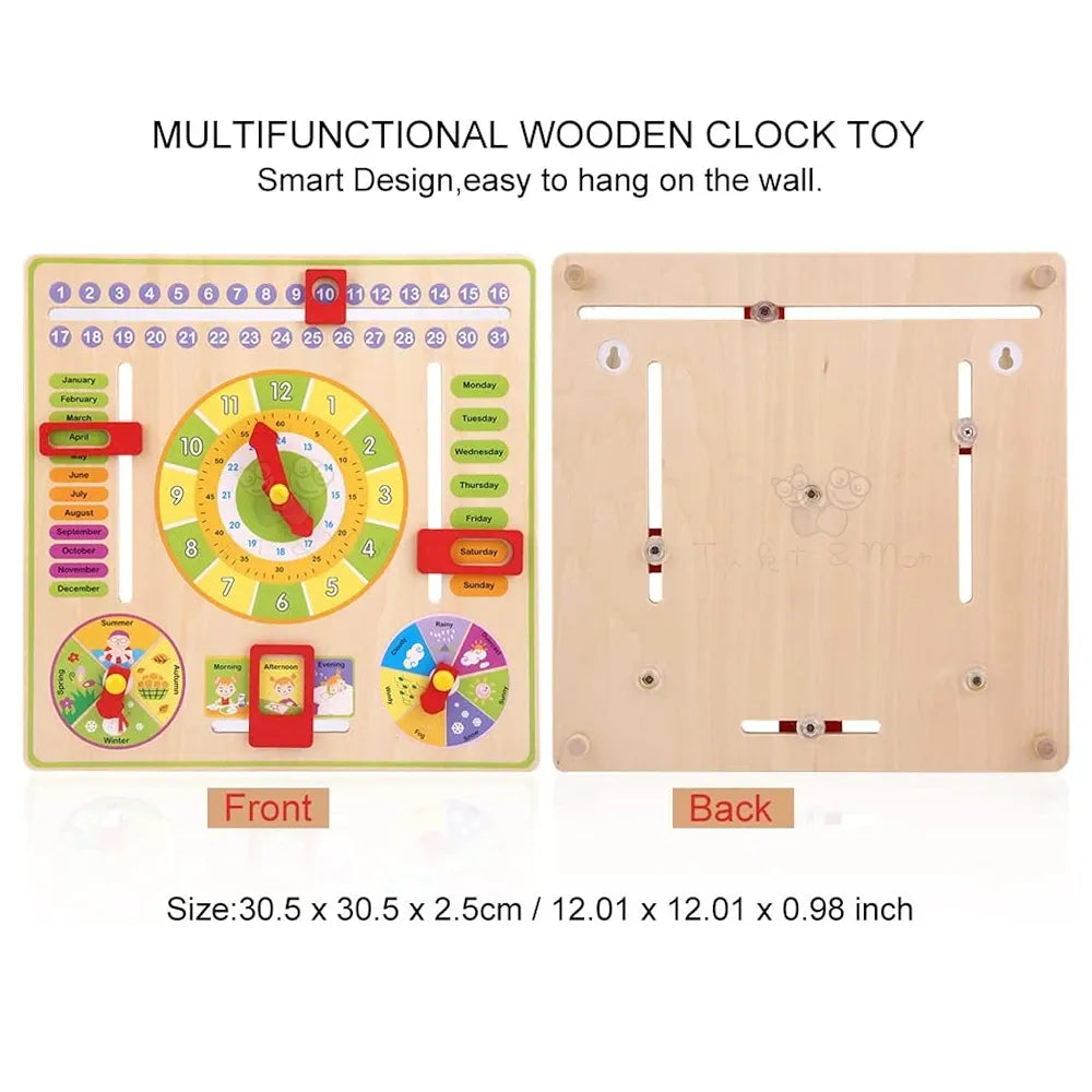 Trinkets & More Wooden Calendar Clock with Slider Board Game, Kids 3+ Years