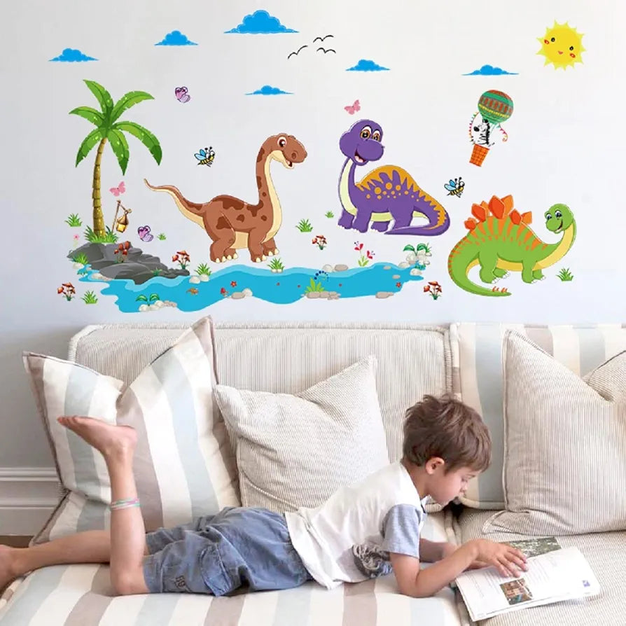 Jaamso Royals Wall Stickers for Kids Room Multicolour Dinosaur