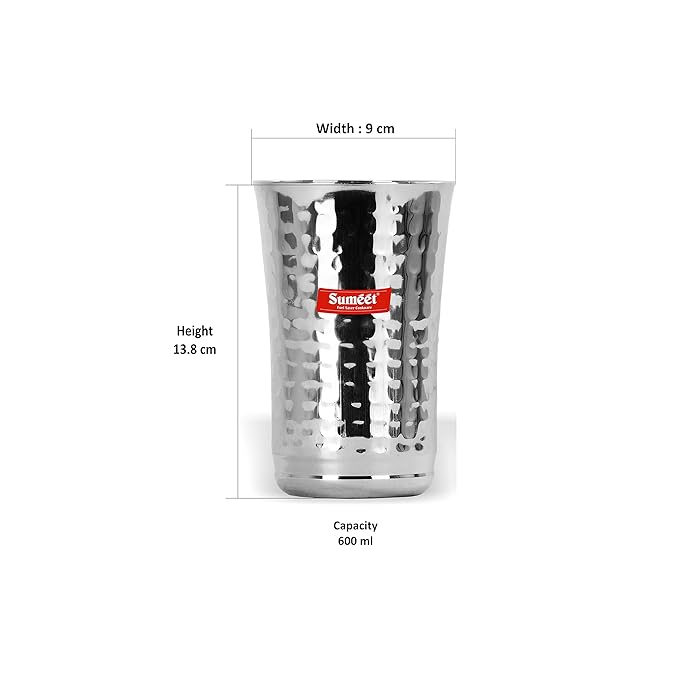 Sumeet Stainless Steel Big Lassi Glass 2 Pieces 300 ml Each