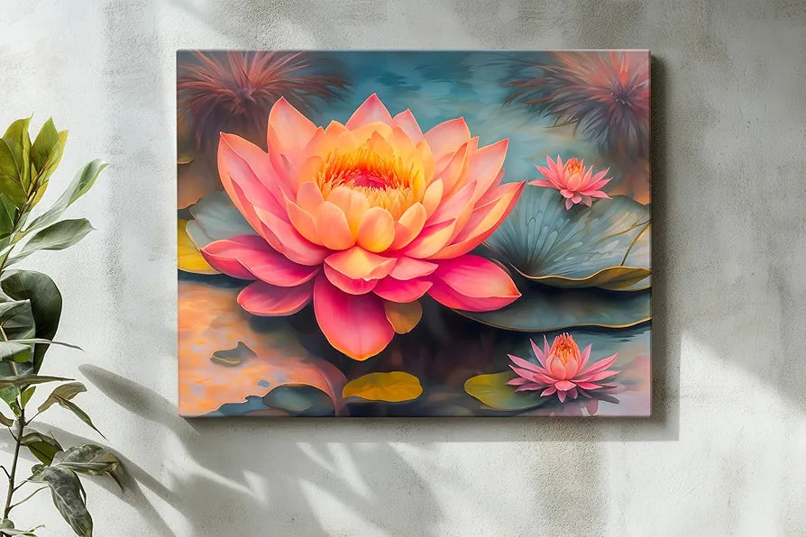ArtX Canvas Bloomed Lotus Painting For Vastu Big Size Nature